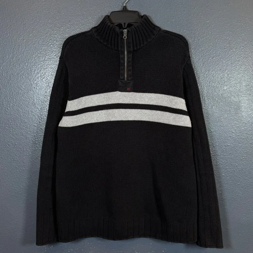 Polo Ralph Lauren Jeans Company XL men’s black 1/4 zip sweater vintage